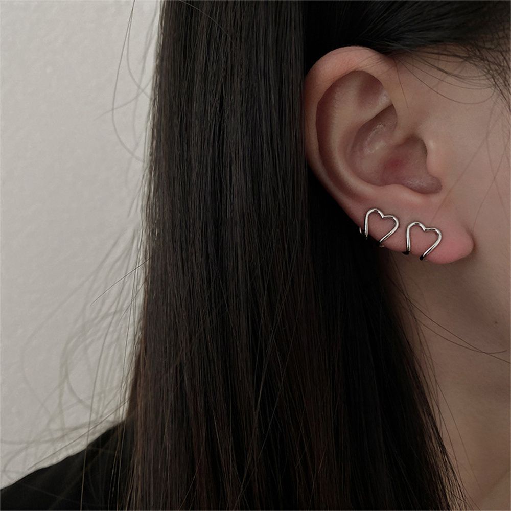 ROW Fashion No Piercing Earrings Girls C-shape Ear Clip Geometric Heart Clip Earrings Party Men Women Stackable Irregular Ear Cuff Aesthetic Jewelry
