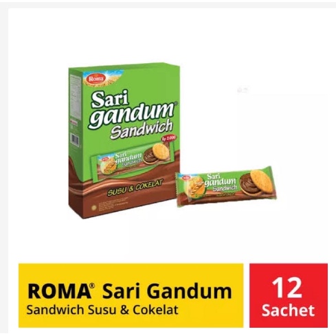 ROMA SARI GANDUM COKELAT / 1 BOX ISI 12 PCS / 36gr