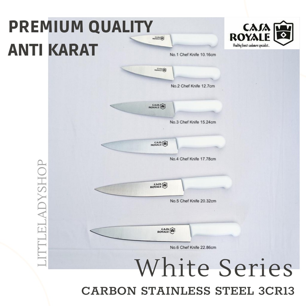 PISAU DAPUR PREMIUM CHEF KNIFE ANTI KARAT - CASA ROYALE WHITE SERIES