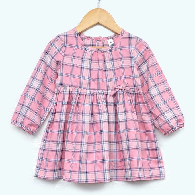 Dress Anak Bayi Perempuan Branded 1 - 24 Bulan-Pink Plaid