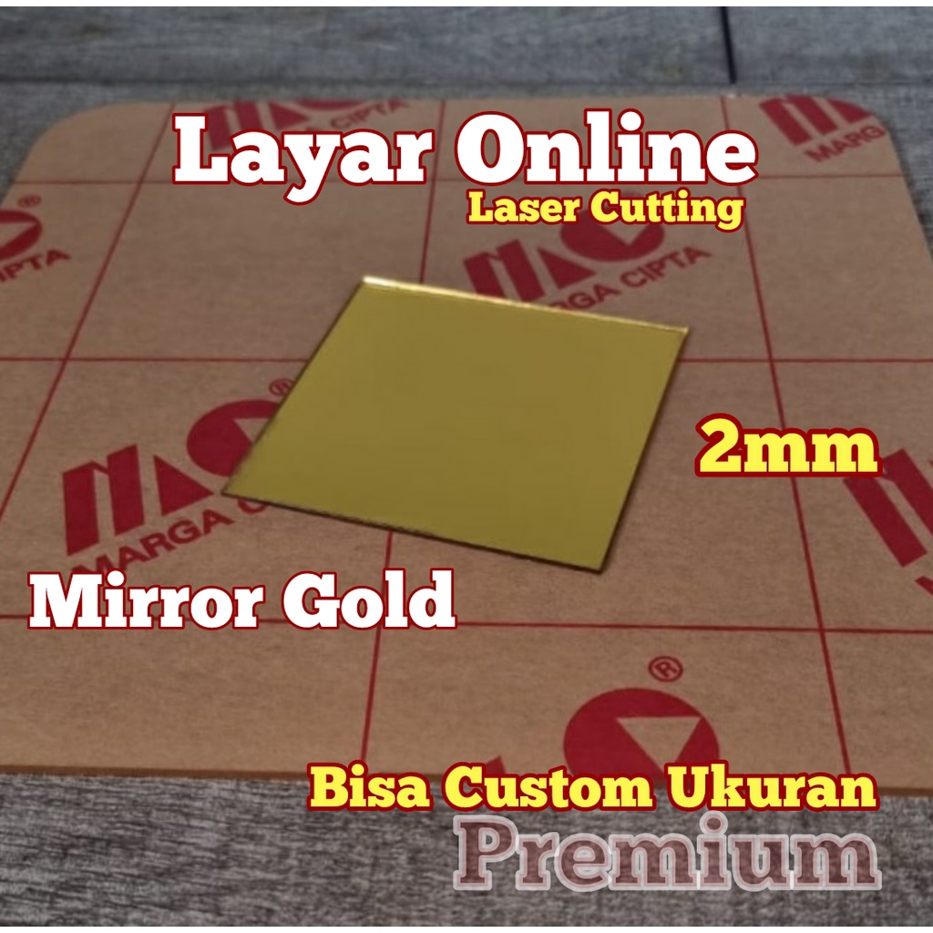 Acrylic Mirror Gold 2mm 10x20cm Akrilik Laser Cutting 20x10cm
