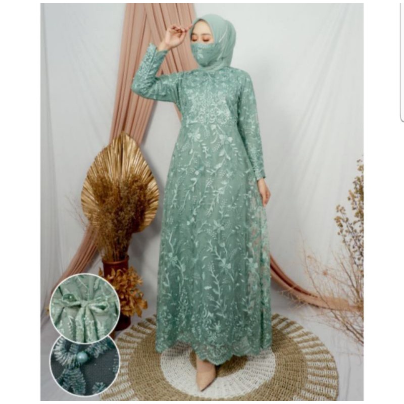GAMIS MODERN BROKAT TULLE AJC 1/GAMIS TERBARU/GAMIS MUSLIM-1