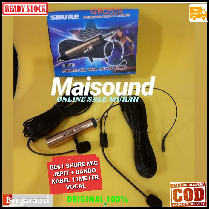 G61 Shure mic kabel headset jepit clip on kancing kerah baju condesor bando klip mik cable profesional pro vocal vokal karaoke mikrophone microphone audio sound system panggung dj studio sensitif aux YOUTUBER  BISA DIGUNAKAN SEGALA JENIS AUDIO  BISA JG BU