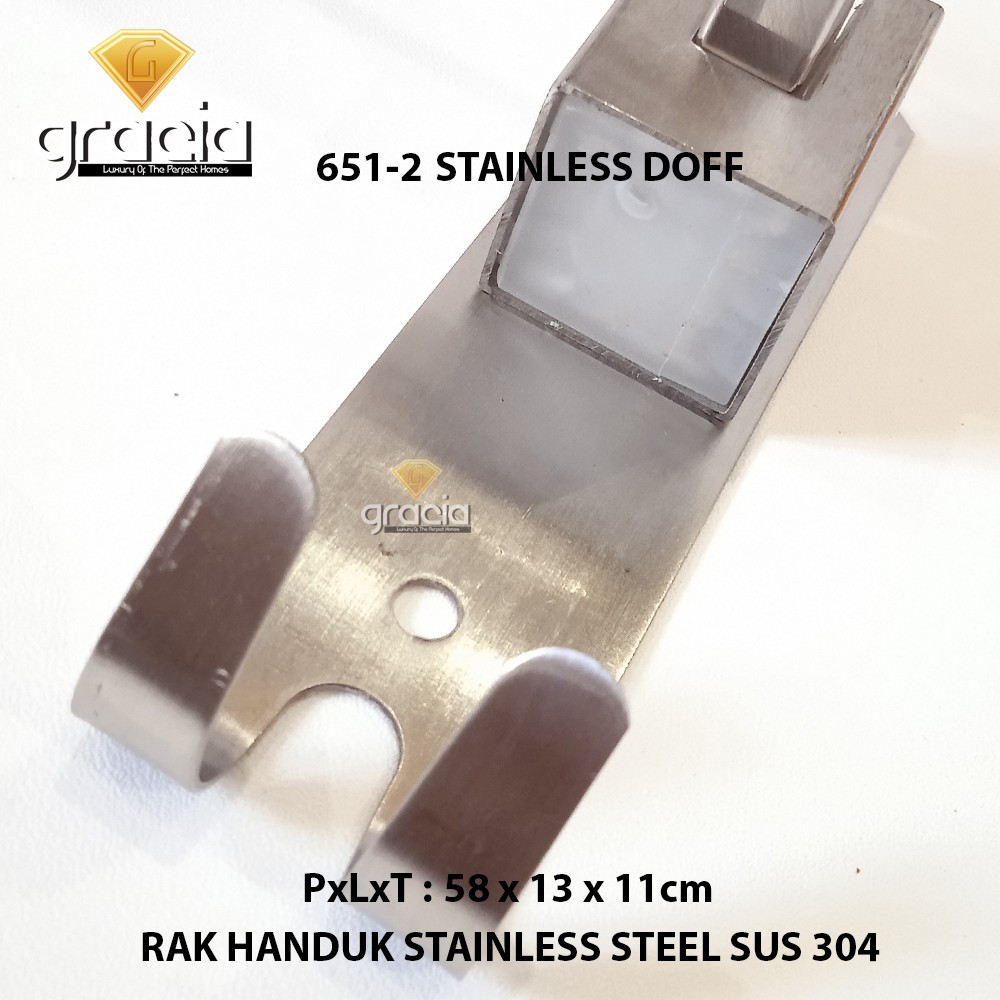 Rak Handuk 2 Baris Dinding Kamar Mandi Chrome Stainless SUS 304