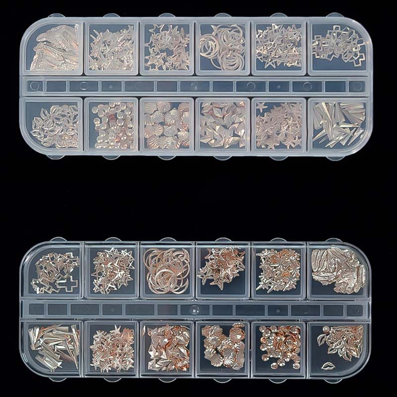 Kotak Display Perhiasan / Berlian Imitasi Nail Art Kosong 12 Slot