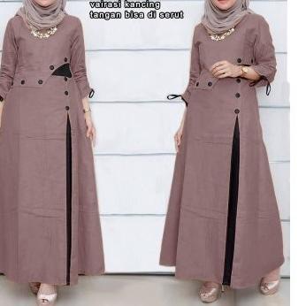 ✈ Salvia Maxi(XL, XXL) 4 warna, Pakaian gamis maxi muslim wanita - Merah Muda, L ➩