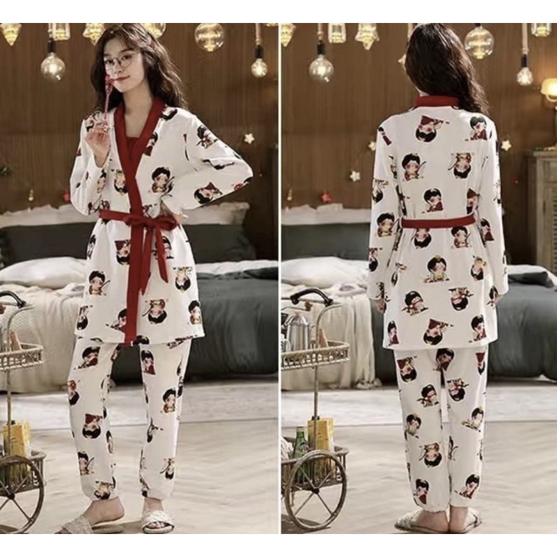 PIYAMA KAOS IMPORT KIMONO SETELAN JOGGER PANTS MOTIF NEW ARRIVAL SIZE M-2XL BAJU TIDUR CUTE BEST