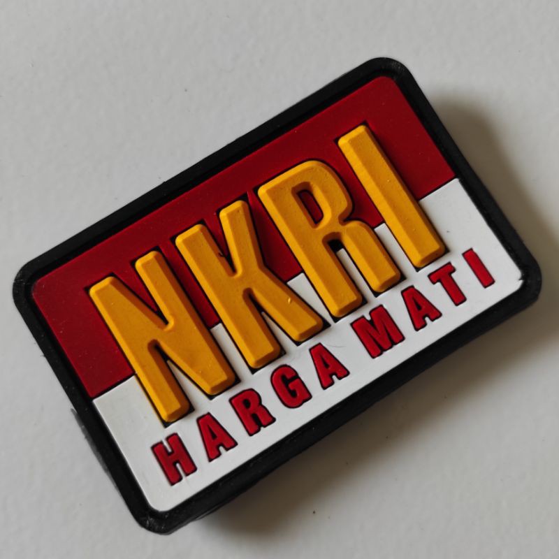 PATCH RUBBER LOGO NKRI HARGA MATI DASAR MERAH PUTIH/TEMPELAN EMBLEM KARET VELCRO