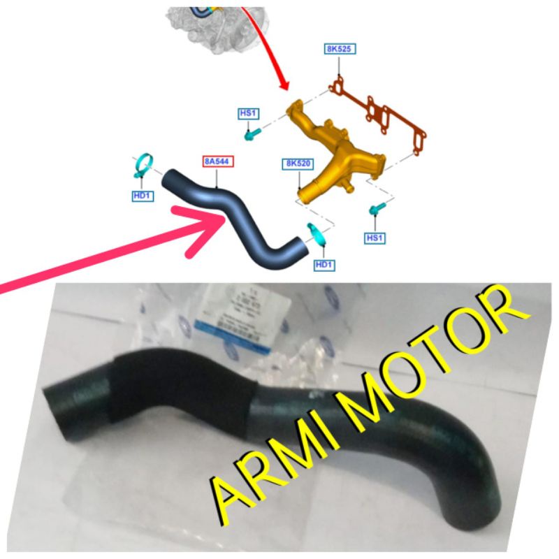 Hose Selang Water Inlet Ford Ranger 2.2 cc Genuine Ford HOSE INLET BB3Z8591C