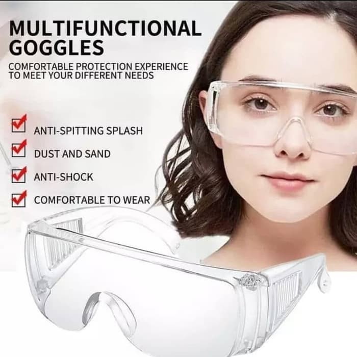 Kacamata Safety Google Kesehatan APD Anti Virus Medis - Safety Glasses Anti Dust Pelindung Mata