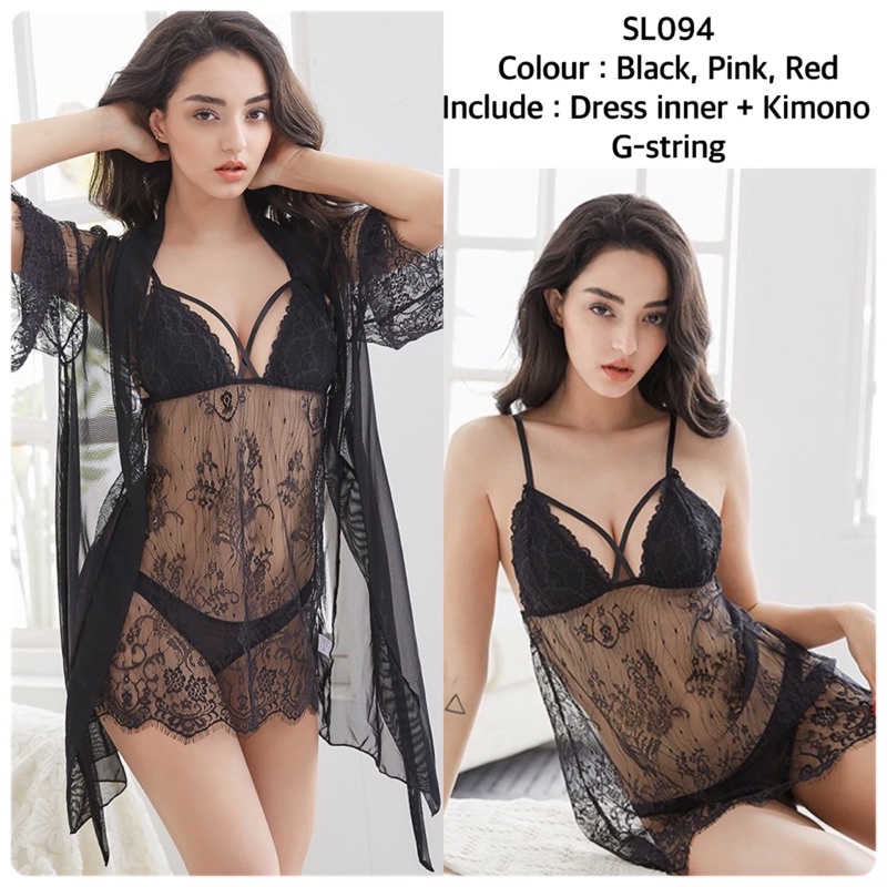 Lingerie Kimono Dress Sexy Oneset/ Baju Tidur Sexy Wanita / Lingerie Kimono / Kimono Transparan 94