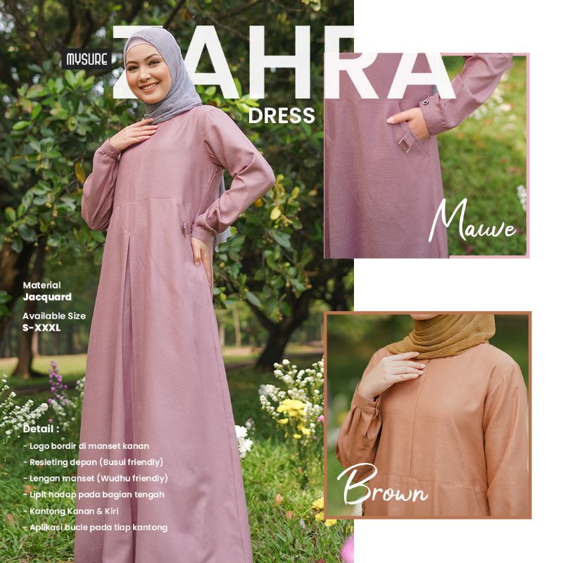 Fashion Gamis Muslim Mysure Zahra Dress Brown dan Mauve Terbaru 2021