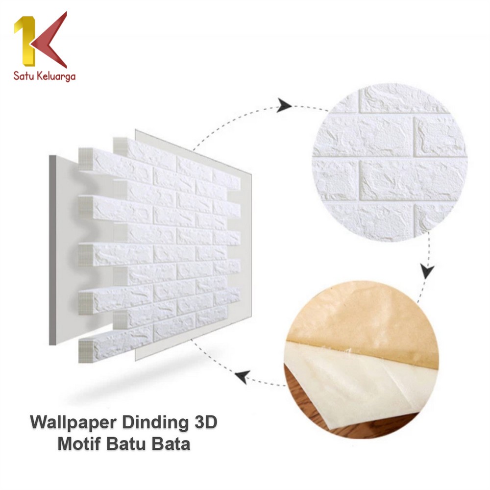 Satu Keluarga Walpaper Stiker Dinding Dekorasi Kamar C206 Wallpaper Dinding Foam 3D Kecil Motif Batu Bata-2