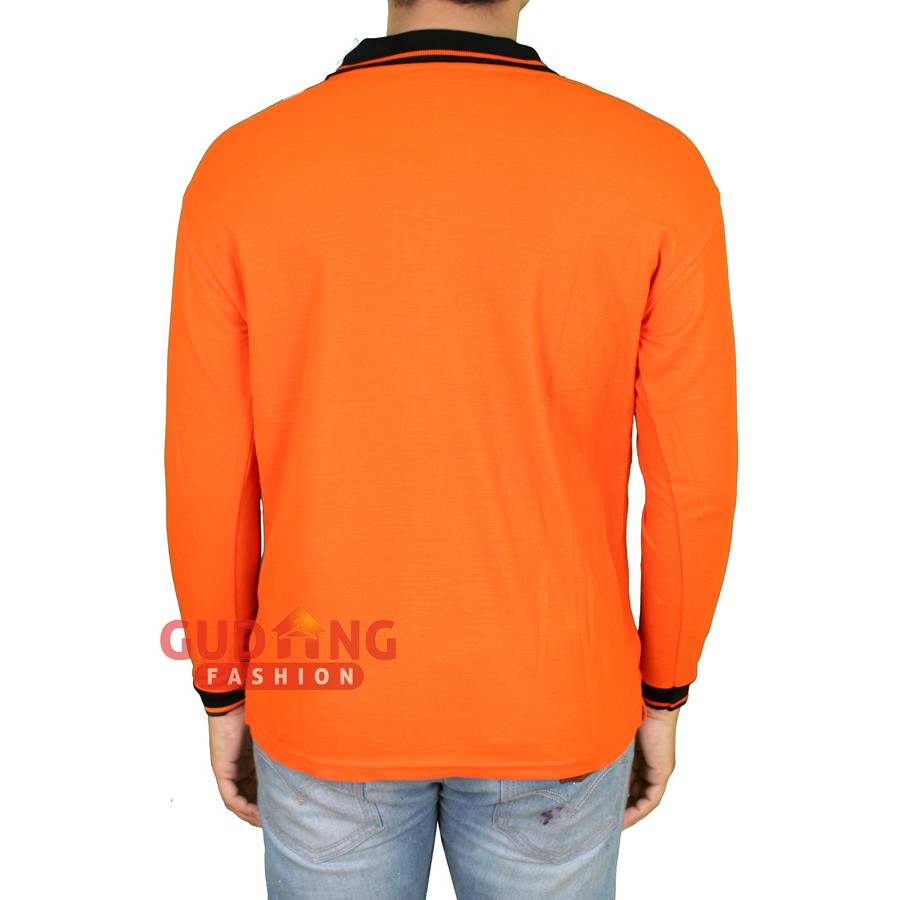 Kaos Pria Polos Kerah Lengan Panjang PLS 51