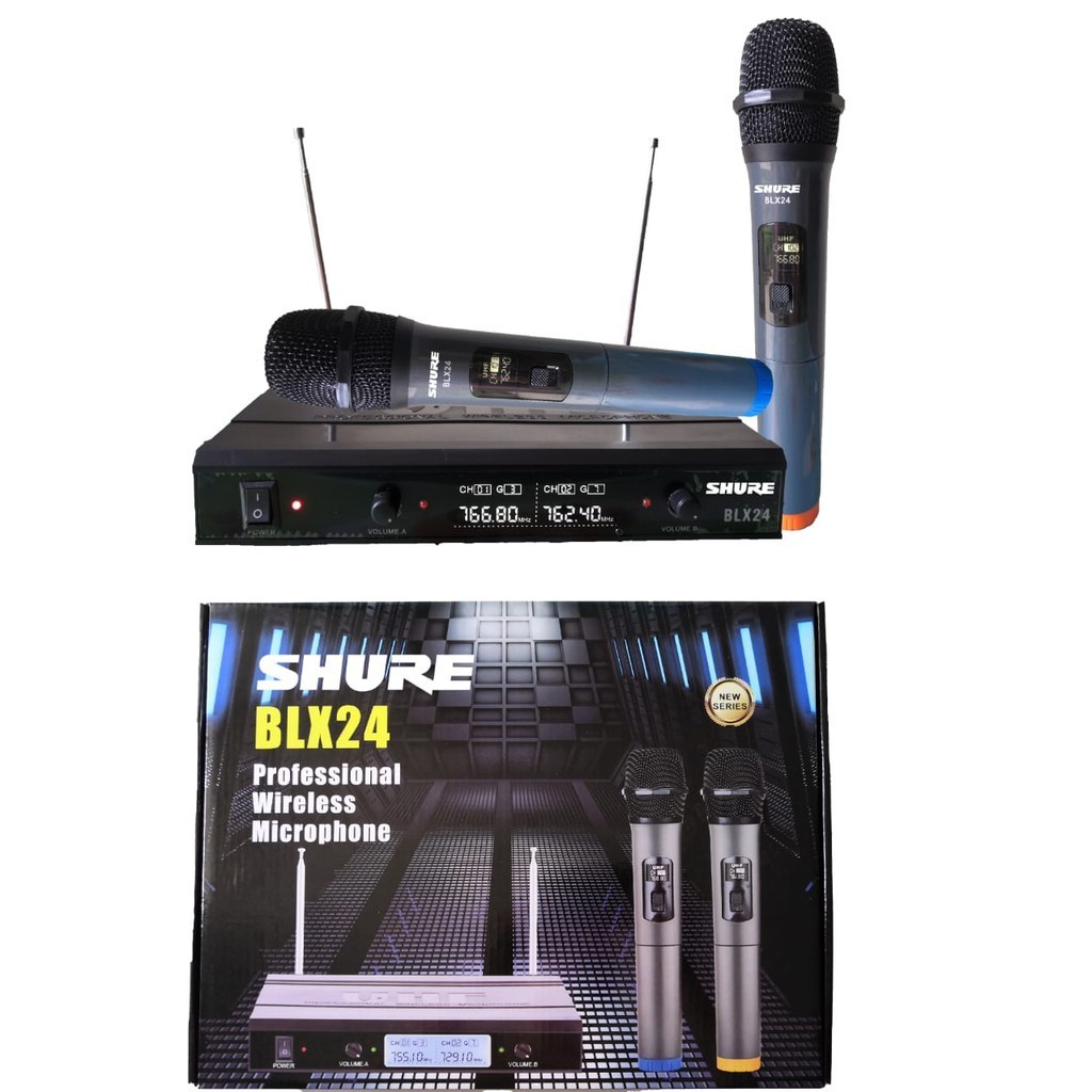 Mic wireless SHURE BLX24/profesional Microphone UHF 2Handle.super bagus