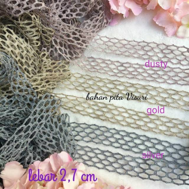 Pita Lubang Metalic 2,7 cm per yard (90 cm)