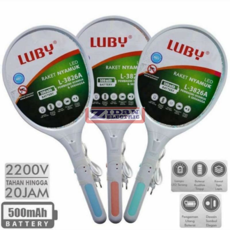 Raket Nyamuk Luby / Raket Nyamuk Listrik Rechargeable Luby