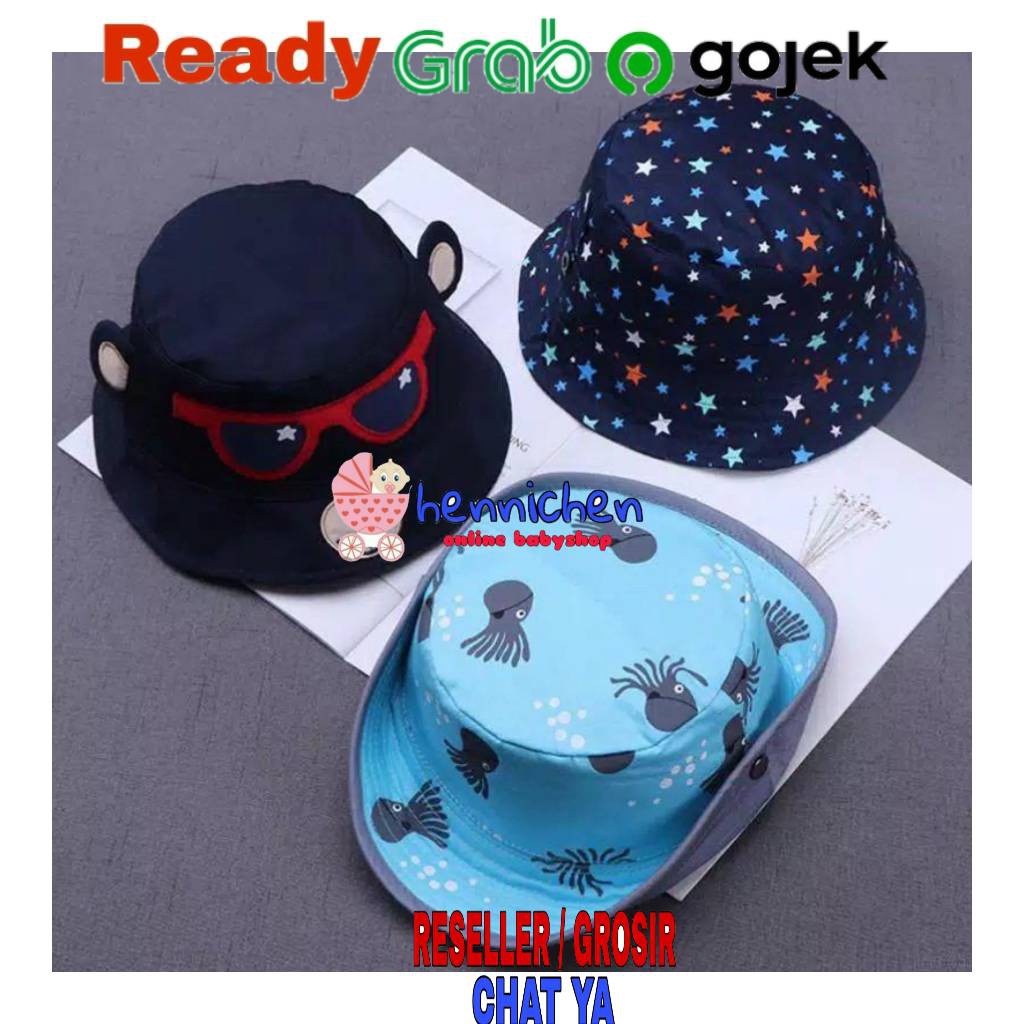 Bucket hat baby Topi pantai Bayi Anak batita balita Pelindung Matahari lucu CNA