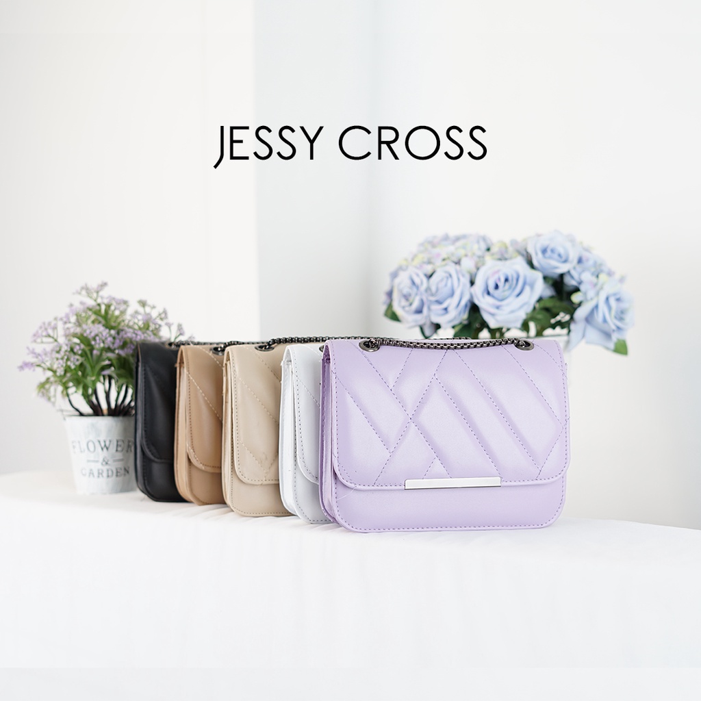 Jessy Cross | Sources.id Original  - Tas Selempang Wanita Bahu Lucu Kecil / Mini Tali Rantai Gold se