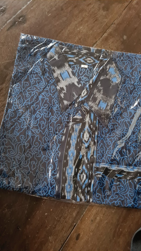 Couple Batik Seragam Kantor Motif Seno Biru 2197