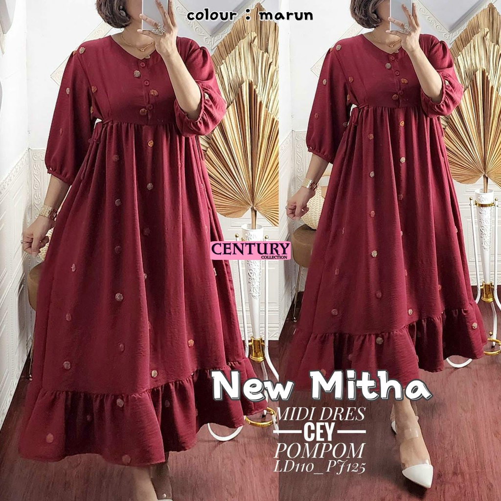 100% TERMURAH & ORI NEW MITHA MIDI DRESS WANITA BY CENTURY