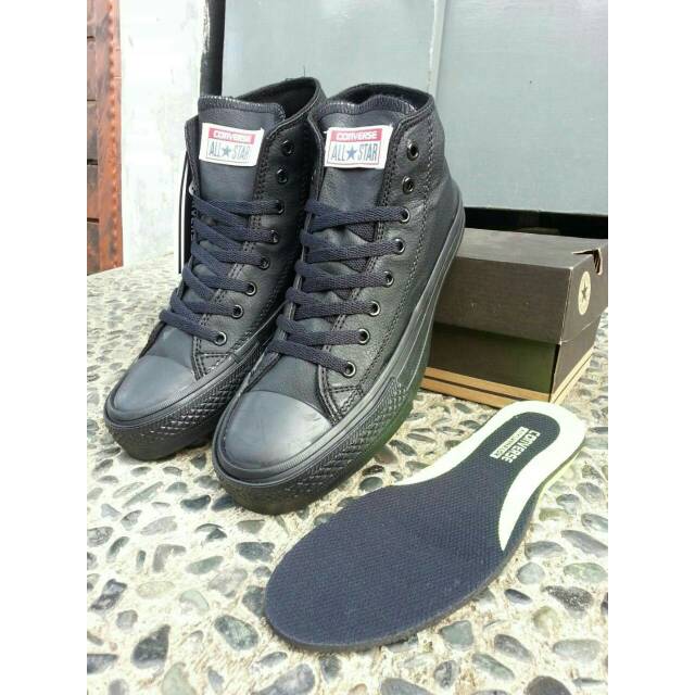 Converse high kulit full black