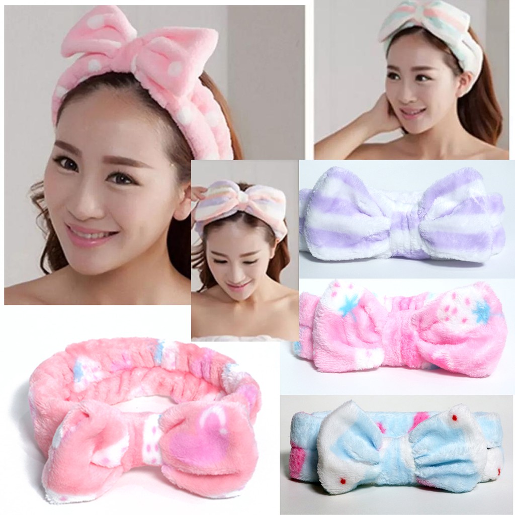 AURORAWORLD Headband shower/bandana mandi/bandana make up/bandana masker pita bermotif bahan Halus