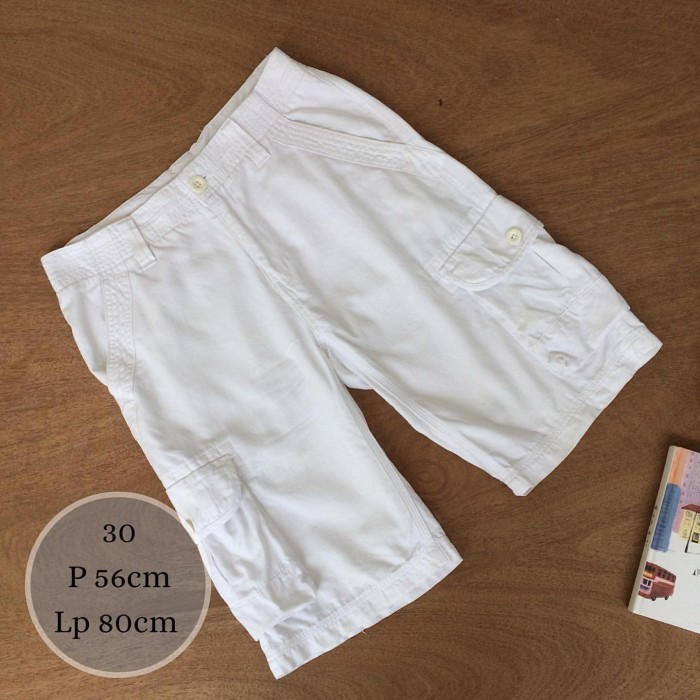 Celana CALVIN KLEIN Original Cargo Pendek Putih Preloved Second Bekas
