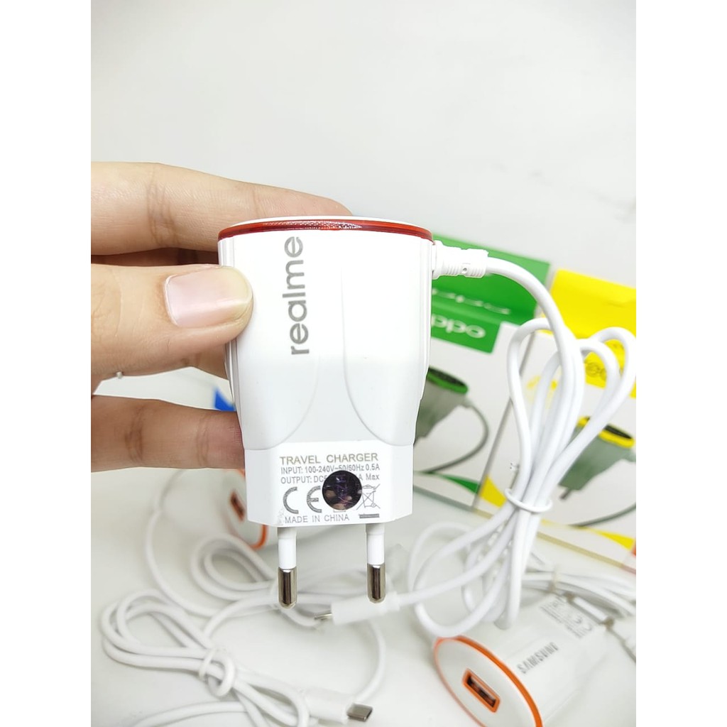 LED Charger 1 Lubang USB Sambung Kabel Micro 2.1A MERK HP For Smartphone