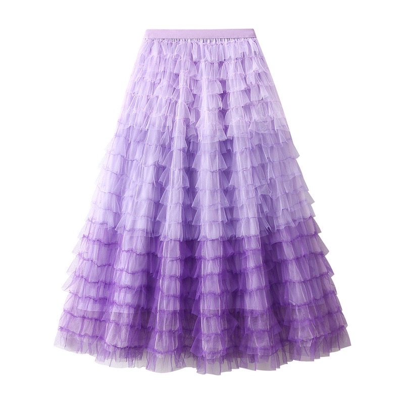 Maxi Gradient Mesh Cake Tutu Skirt Import Premium ( Rok Tutu Panjang Susun Kue Gradasi )