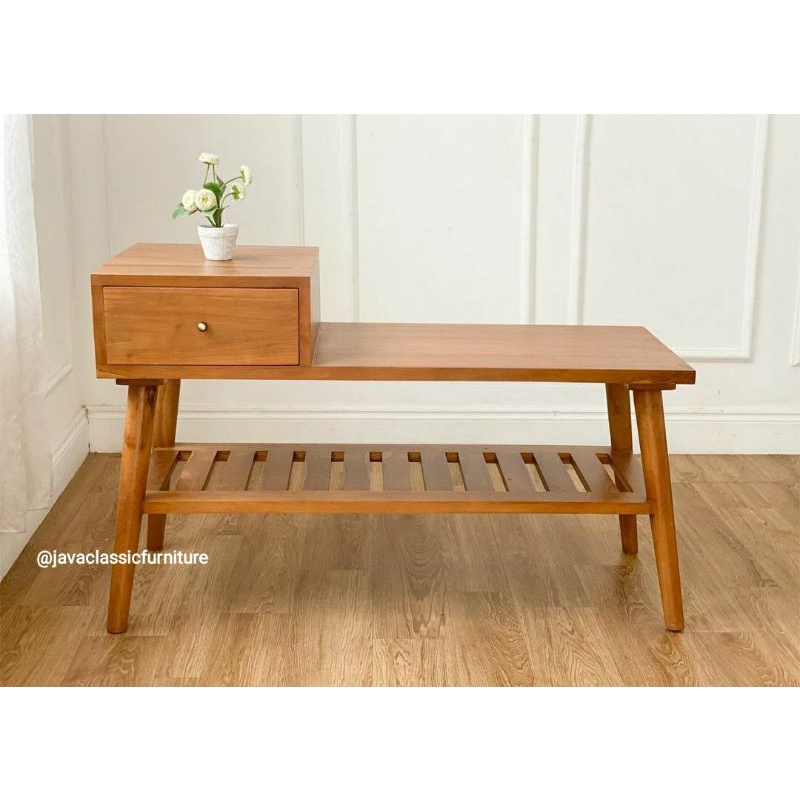 BANGKU DUDUK JOK KOMBINASI NAKAS TEMPAT PENYIMPANAN RAK SEPATU SERBAGUNA MINIMALIS VINTAGE BAHAN KAYU JATI TUA KUALITAS EXPORT FURNITURE JEPARA-2