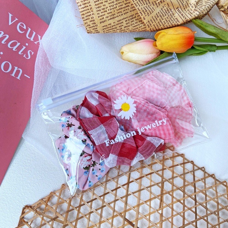 COD SCRUNCHIE DAISY 1SET isi 3 (japit rambut,ikat rambut,pita rambut,hair korean kucir)