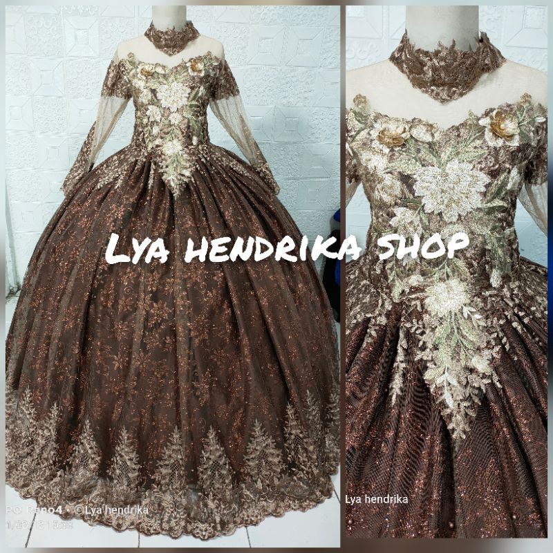 gaun pengantin/ballgown mocca dan coklat