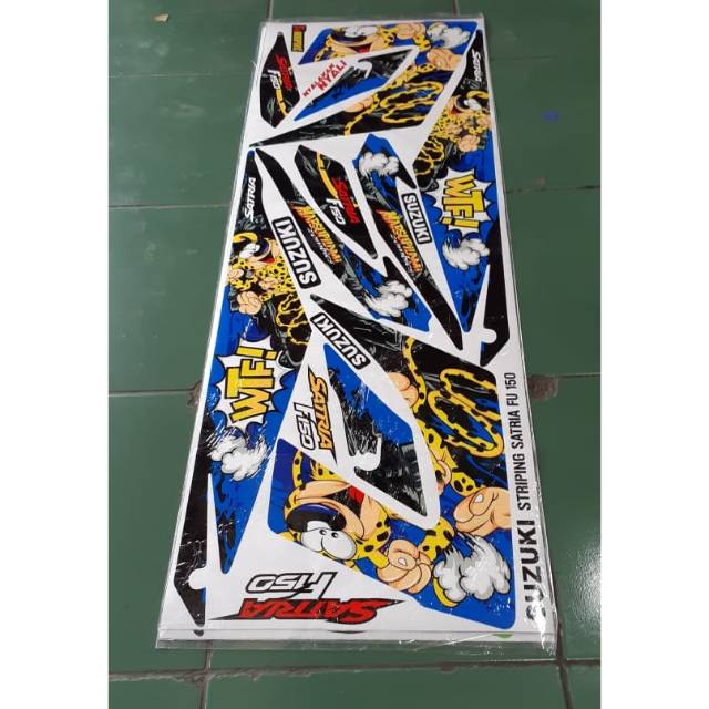 Striping lis sticker variasi satria fu 150 marsupilami biru