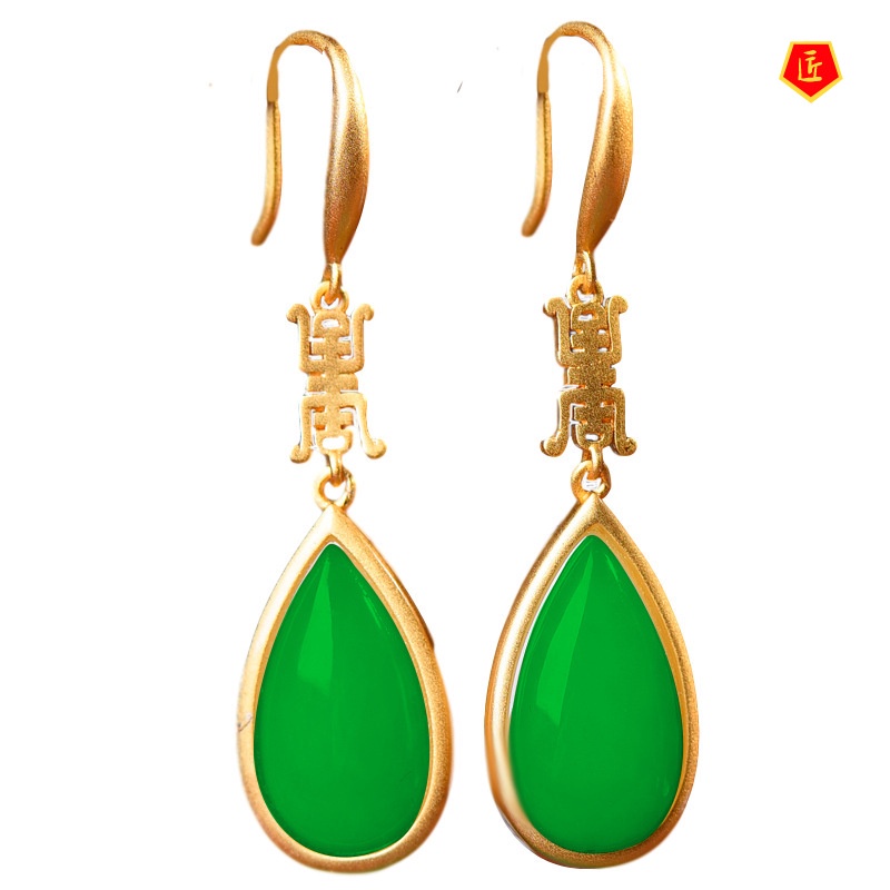 [Ready Stock]Elegant Graceful S925 Silver White Jade Earrings for Women