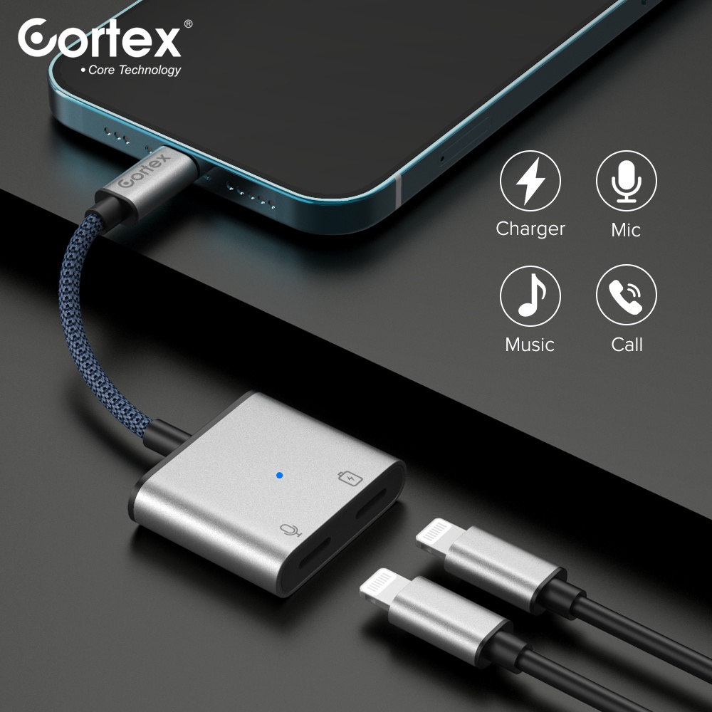 Cortex MH386 Splitter 2in1 Lightning to Lightning + Lightning CONVERTER PUBG Charger+MicA