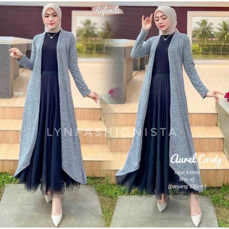 LYNFASHIONISTA-CARDIGAN WANITA MUSLIM BAHAN RAJUT IMPORT/AUREL