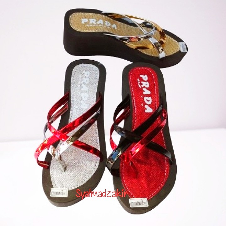 sandal wedges platfrom tali manohara gliter terbaru