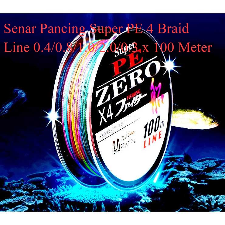 GS8 Senar Benang Tali Pancing Super PE 4 Braid Line 0.4/0.8/1.0/2.0/0.3 x 100 Meter M Zero X4