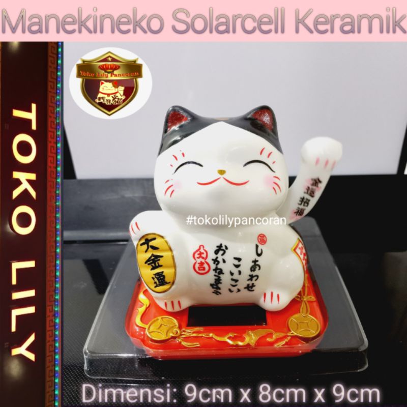 Manekineko Lucky cat Fortune Cat Keramik Solarcell