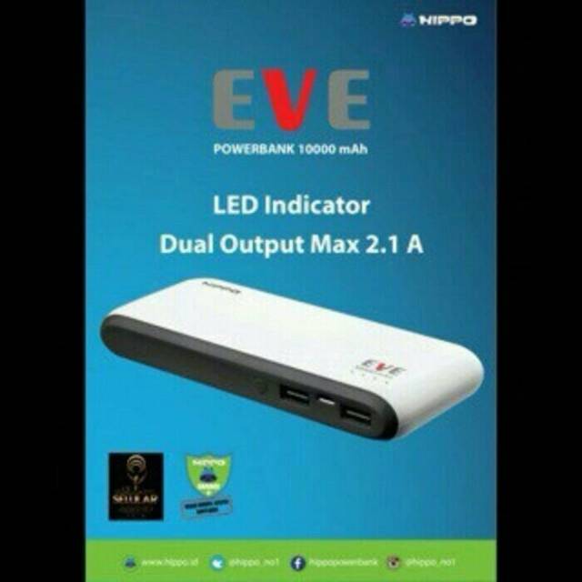 POWERBANK HIPPO EVE 10000mAh / POWER BANK 10000 mAh / 2 USB / 2USB hippo / PB / SIMPLE PACK