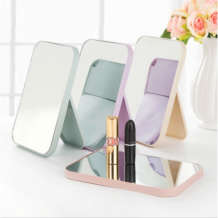 Cermin Rias Duduk Lipat Segiempat 13x20cm (Makeup Desktop Mirror)-1