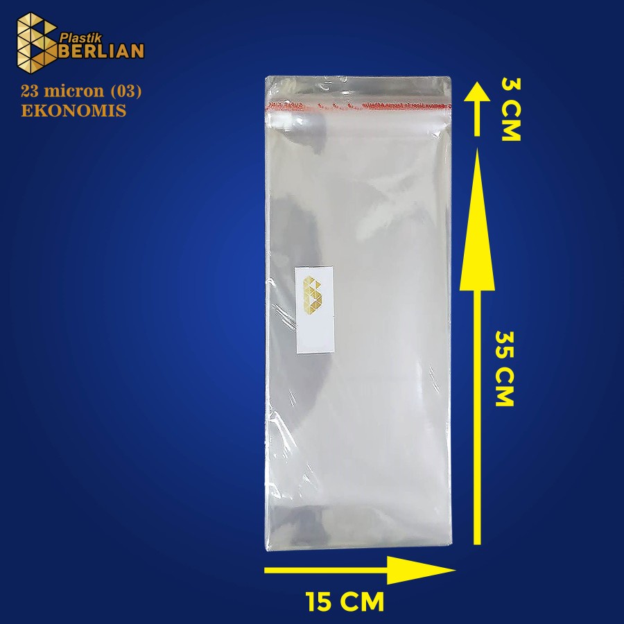 

15 x 35 cm Plastik OPP EKONOMIS 23micron (100 lbr) (lem/seal)