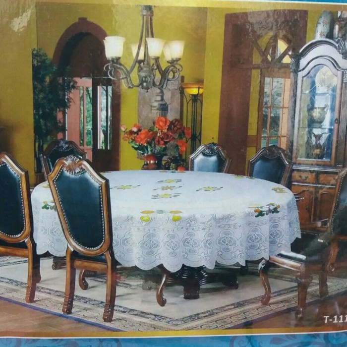 Taplak Meja Makan - Taplak Meja Makan Bulat 4 Kursi Diameter 145 Cm