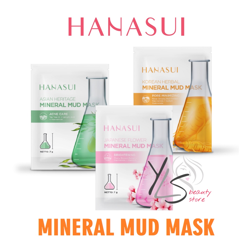 HANASUI MINERAL MUD MASK - TERDAFTAR BPOM - MASKER WAJAH HANASUI - MASKER LUMPUR - MASKER MUKA