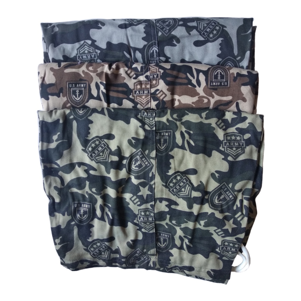 Celana Pendek Katun Motif RIP Doreng Army