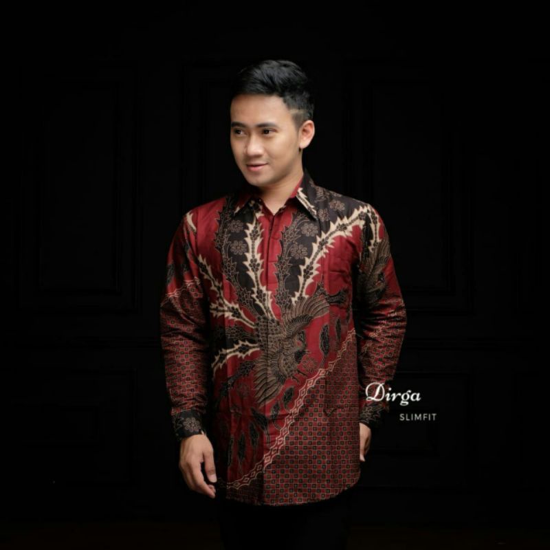 Kemeja Batik Pria Modern Lengan Panjang Casual Modis Slim Fit Trendy Masa Kini OL 162