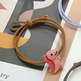 MURMURE.ID | IKAT RAMBUT ALA KOREA MOTIF DINOSAURUS KUNCIR CANDY IMPORT MURAH KARET RAMBUT DINO HA059-C - TALI COKLAT MUDA