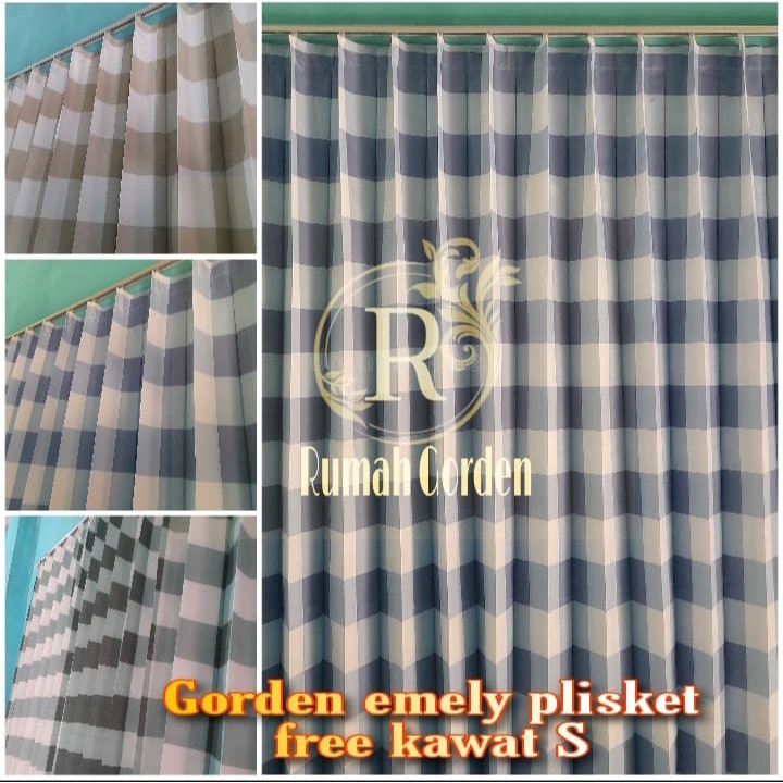 gorden jendela gorden pintu minimalis / tirai gorden motif aesthetic kotak kotak  emily plisket