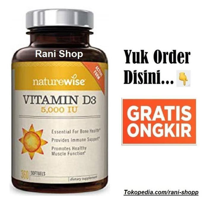 ❤BISA COD❤【BISA COD】 Naturewise Vitamin D3 5000 IU 360 Sg Nature wise Vit D 5,000 5000IU